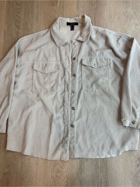 Forever 21 Cream Corduroy Button-Up Jacket